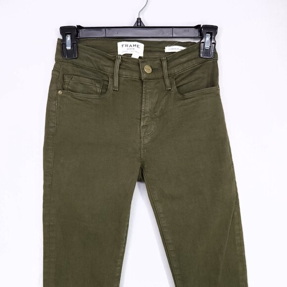 Frame Le Skinny De Jeanne Size 24 Skinny Jeans Green Mid Rise - Picture 3 of 13